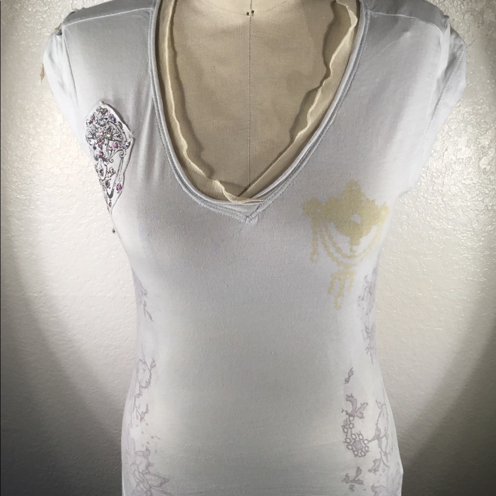 NWOT 4LNL Johnny Was Liberty Swarovski Tee Sz S - Picture 8 of 8